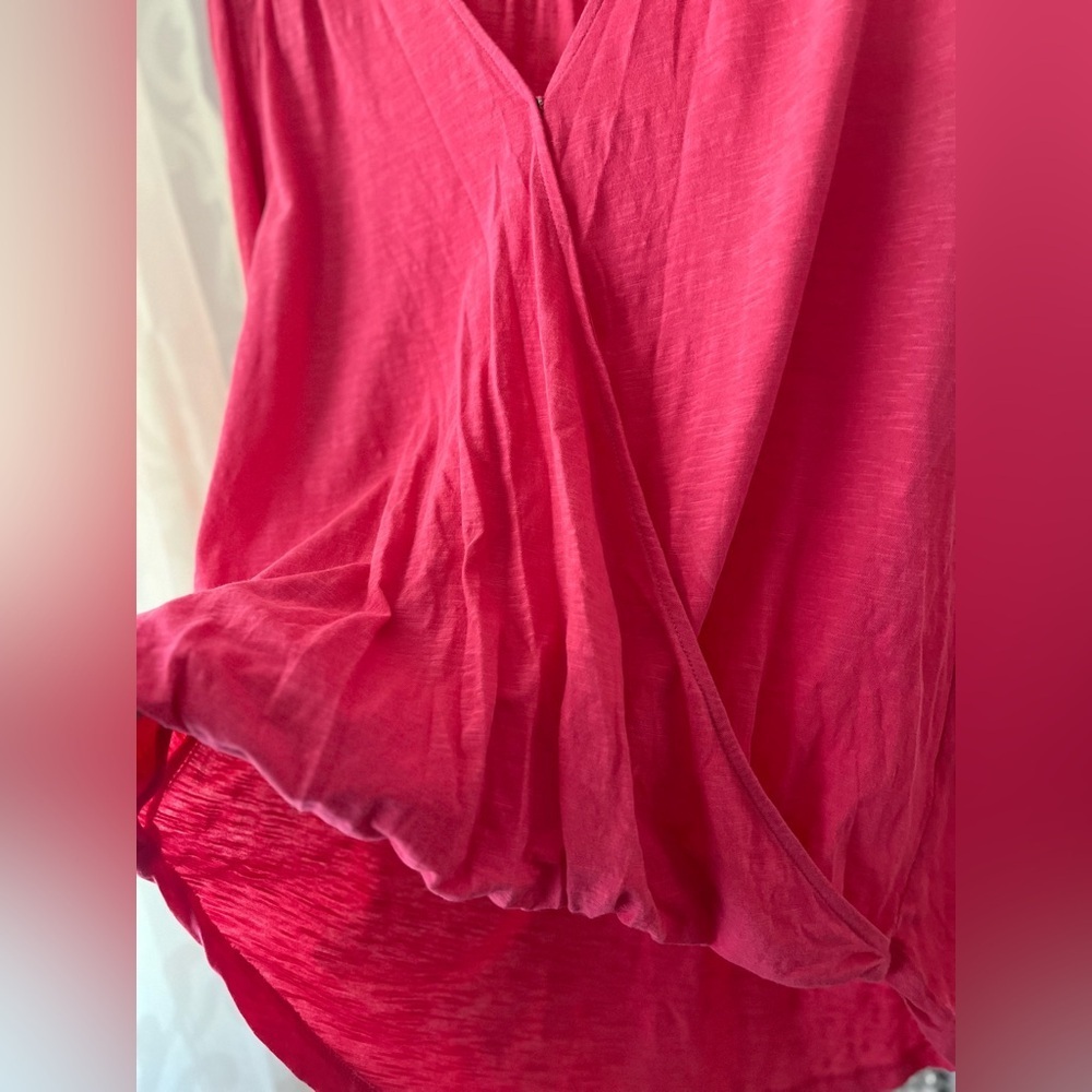 Caslon Size Medium Faux Wrap Long Sleeve 100% Cotton Nursing Friendly Pink Top - Picture 2 of 10